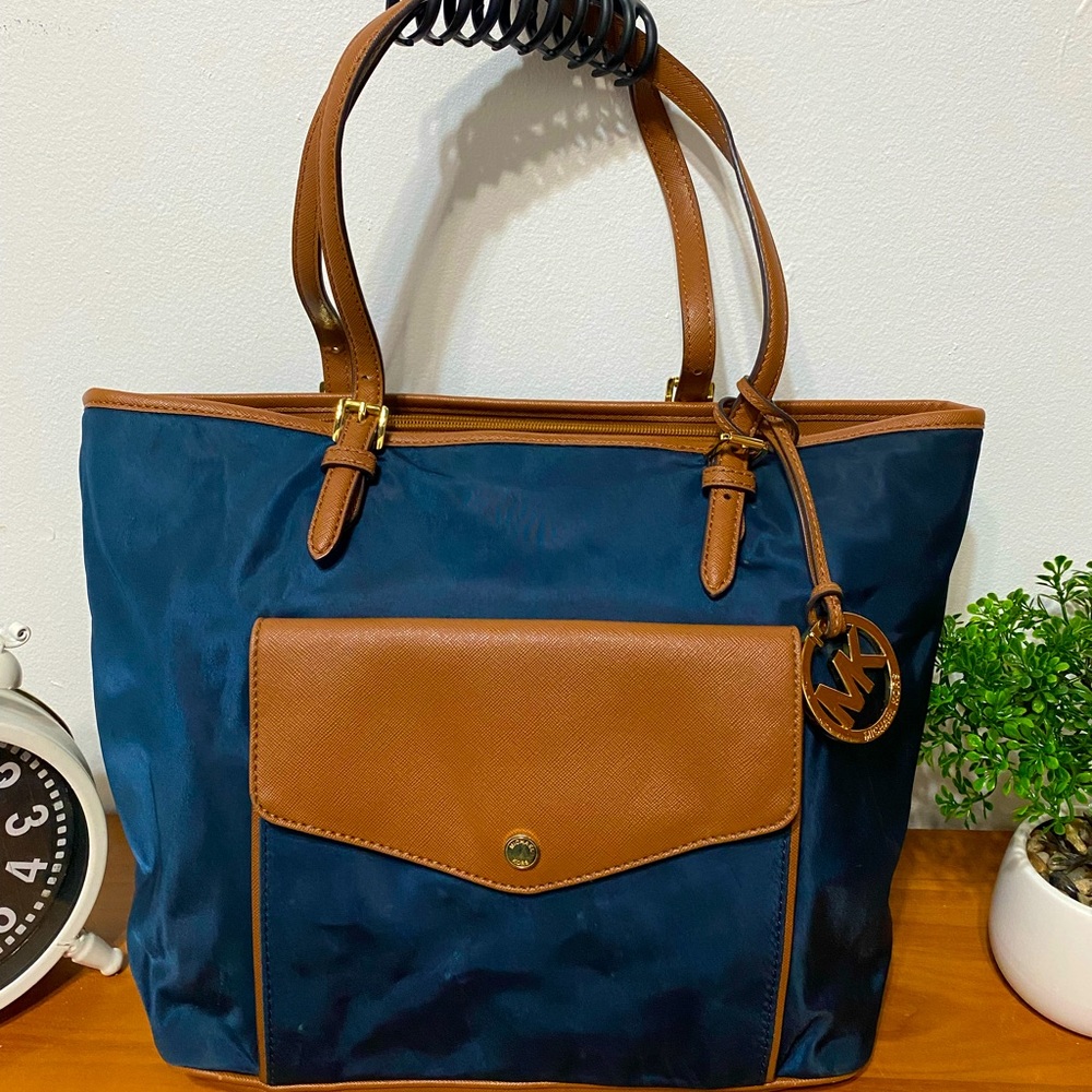 Michael Kors Navy and Tan Tote